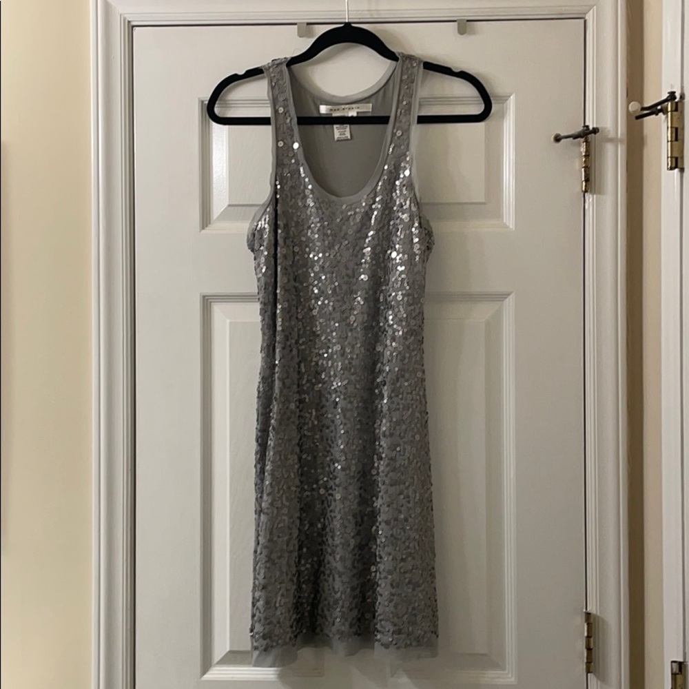 Silver Sequined Mini Dress